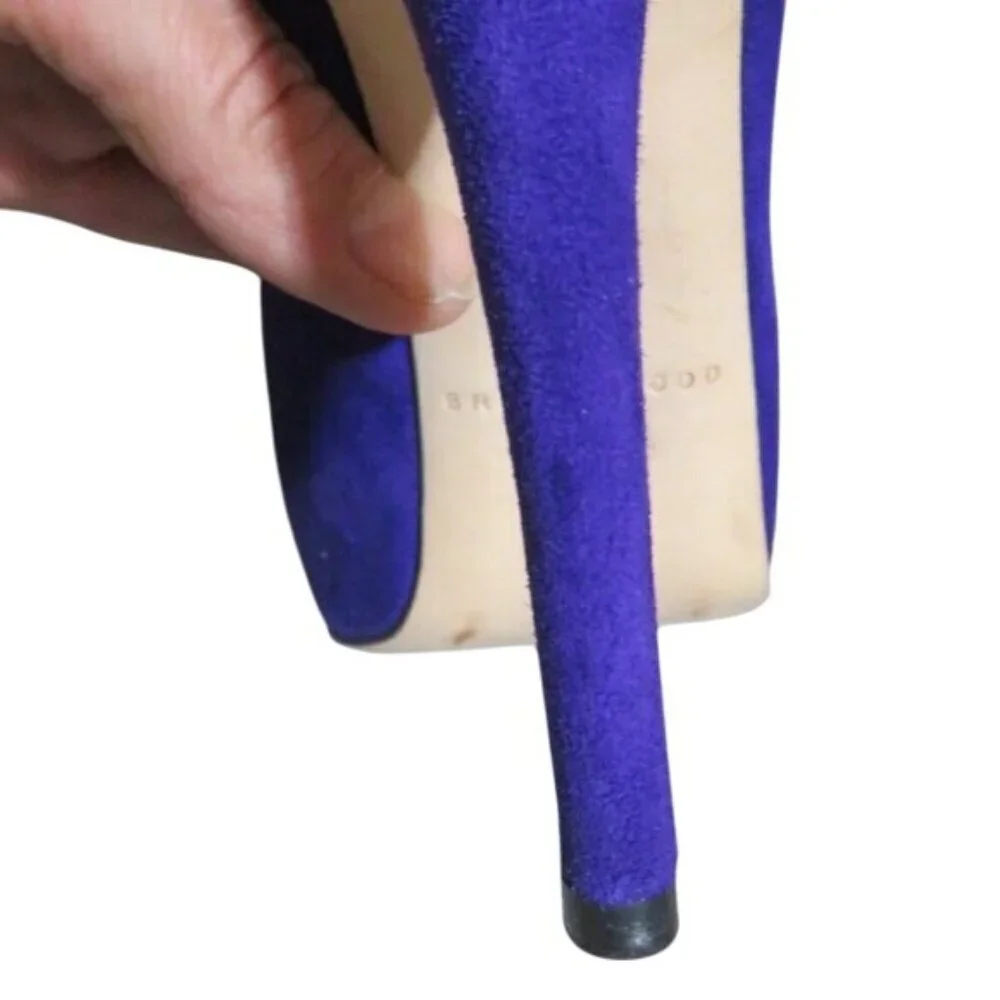 BRIAN ATWOOD B Savita Purple Suede Leather Platform Pumps Heels Stilettos sz 7